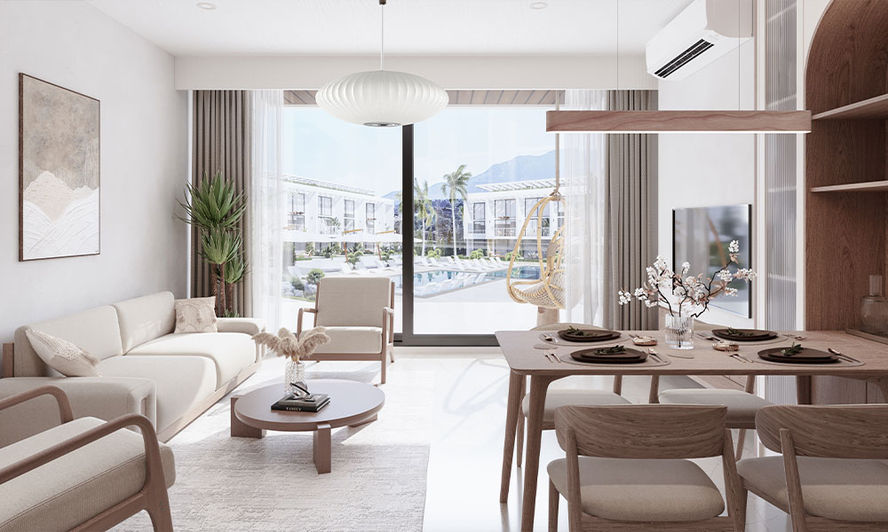 Nowoczesne studio na Cyprze Północnym z widokiem na morze